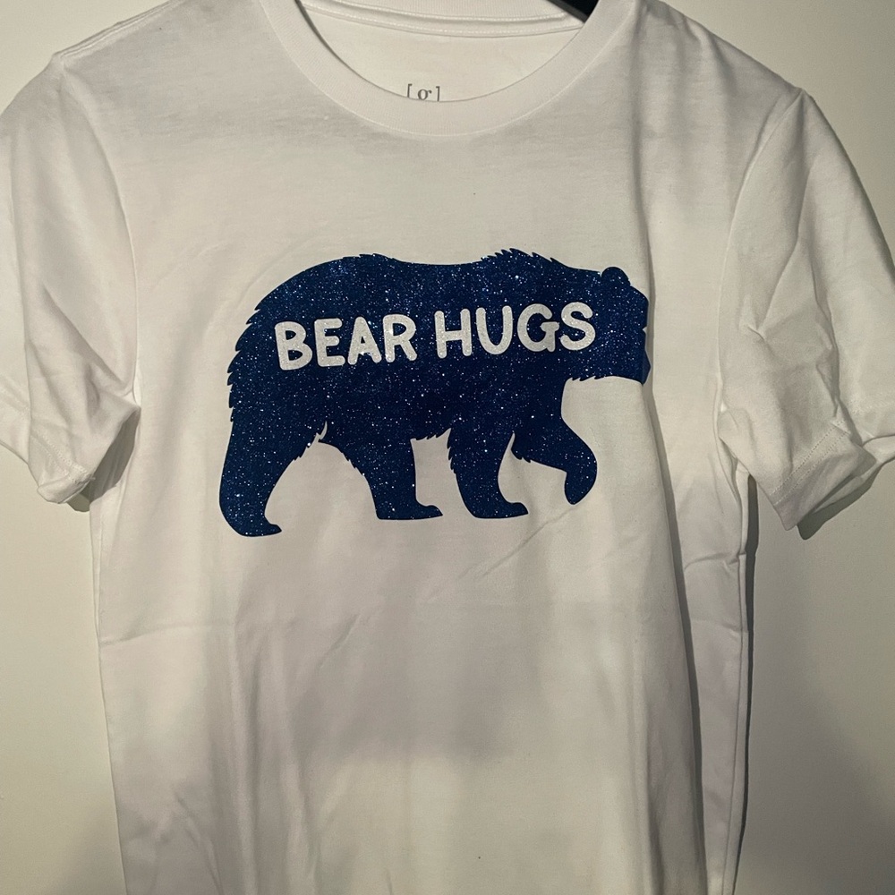 George White and Blue Bear Hugs Short Sleeve Tee